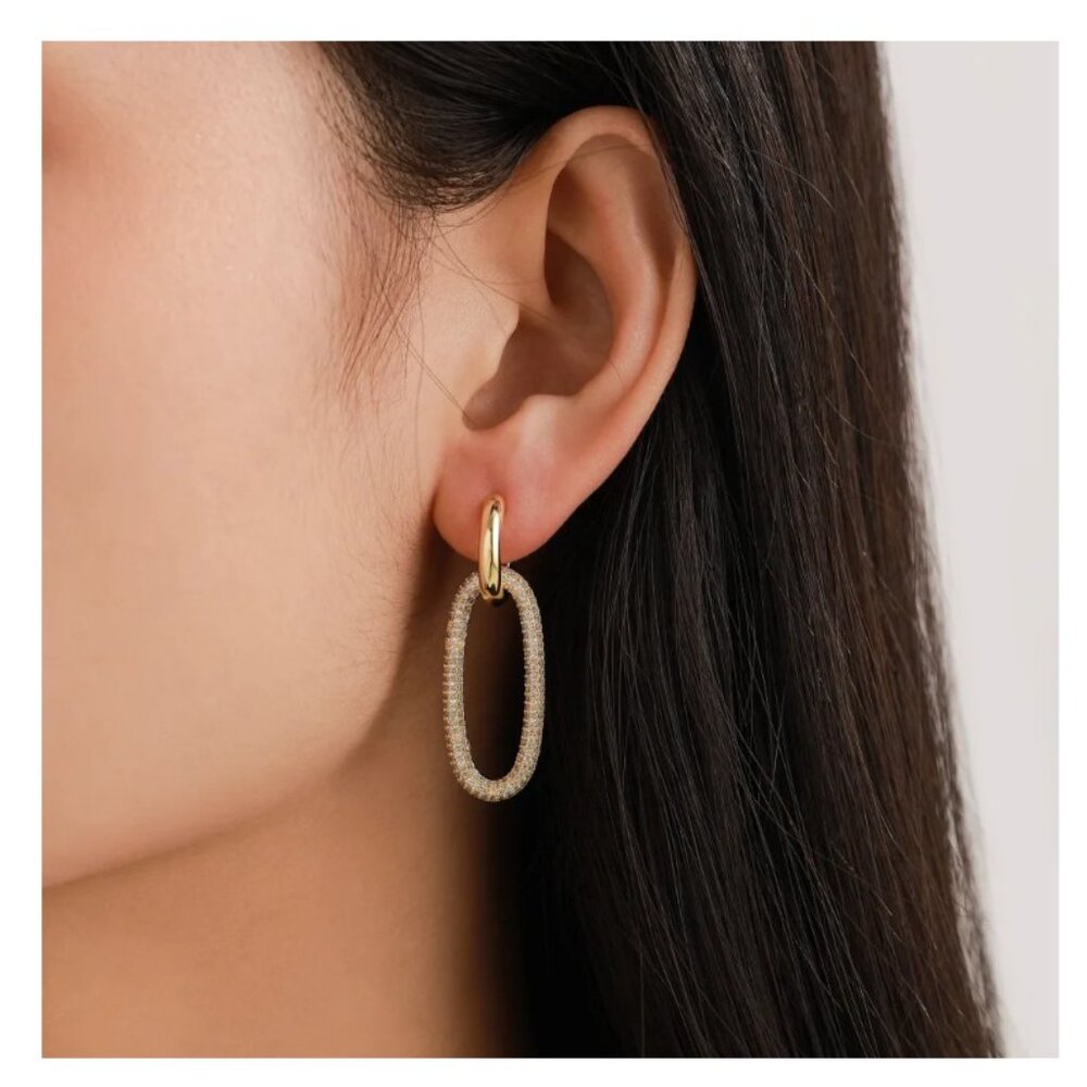 [NWOT] Rachel Glauber Lustrous Elegance Oval Drop Earrings